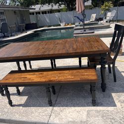 Solid Wood Farmhouse Dining Table OBO