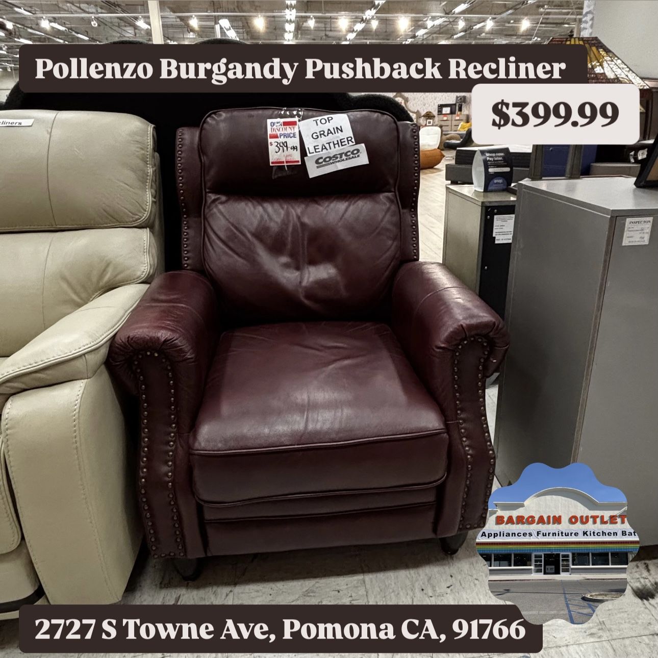 Pollenzo Burgundy Pushback Recliner