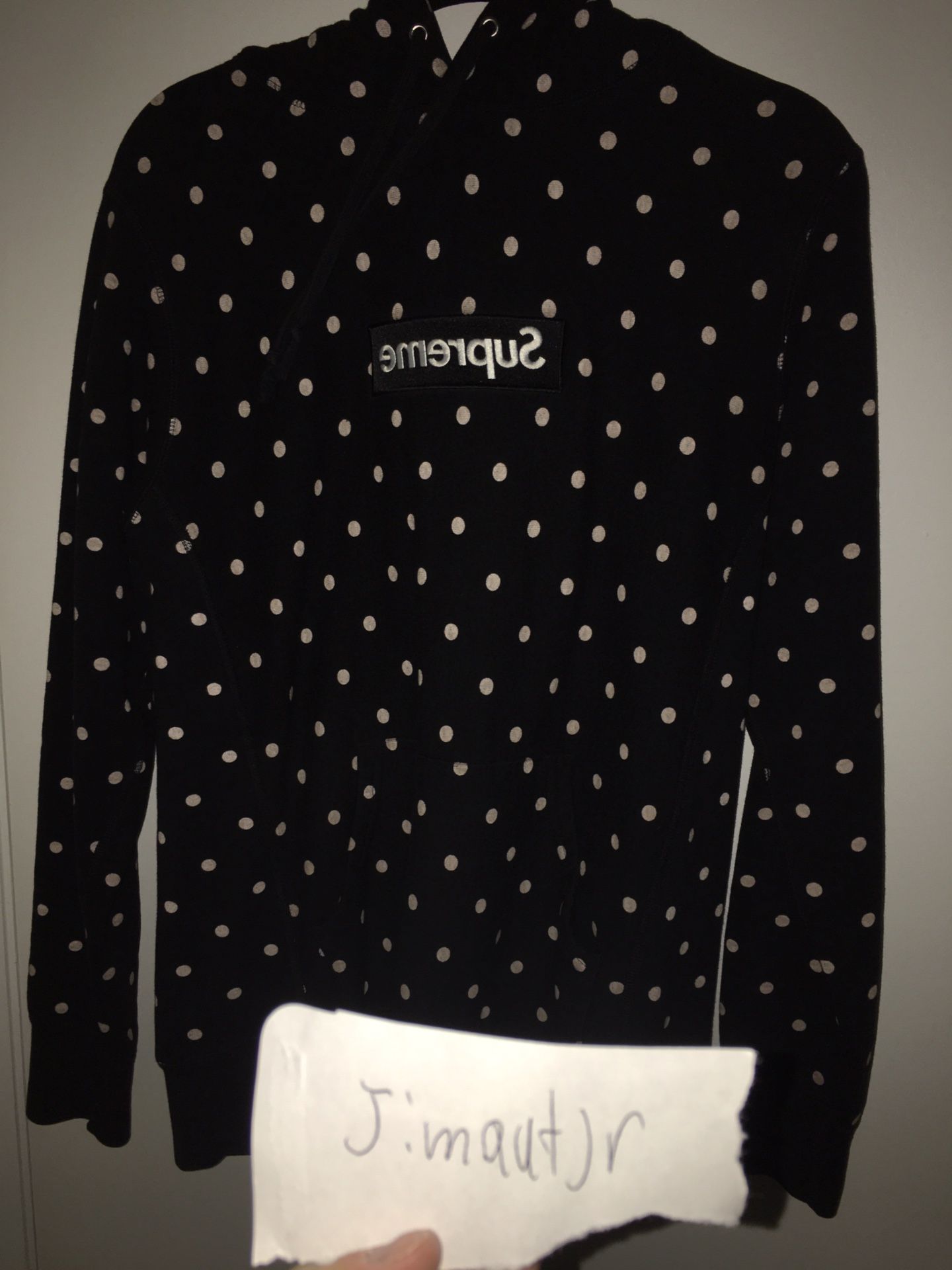 Supreme cdg box logo black white polka dot hoodie