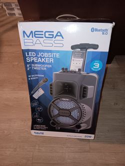 Mega bass led job site speaker