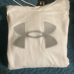 Under Armour Hoodie Youth XL White Fleece Big Gray Logo