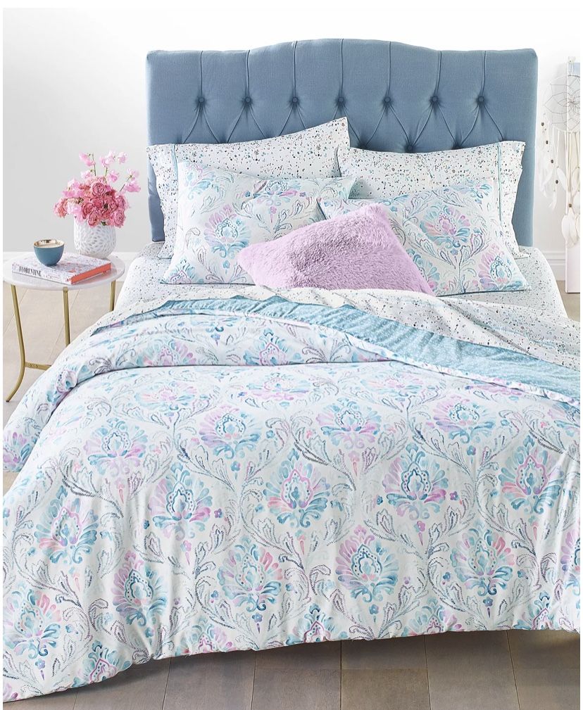 WHIM BY MARTHA STEWART COLLECTION Watercolor Damask-Print Comforter Sets, Created for Macy's
