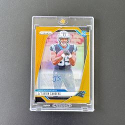 2024 Panini Prizm Ja'Tavion Sanders True Gold /10 SSP Rookie Auto RC