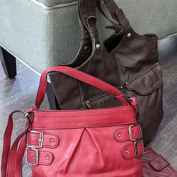 2 Faux Leather Bags And New Wallet. 