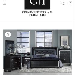 New Black Led Bedroom Set 