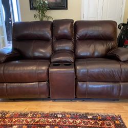 Manual Reclining Loveseat with Console Coffee  Reclining Sofa Couch