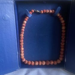 Vintage Graduated Sponge Coral Beaded Necklace Sterling Silver 22” In Box