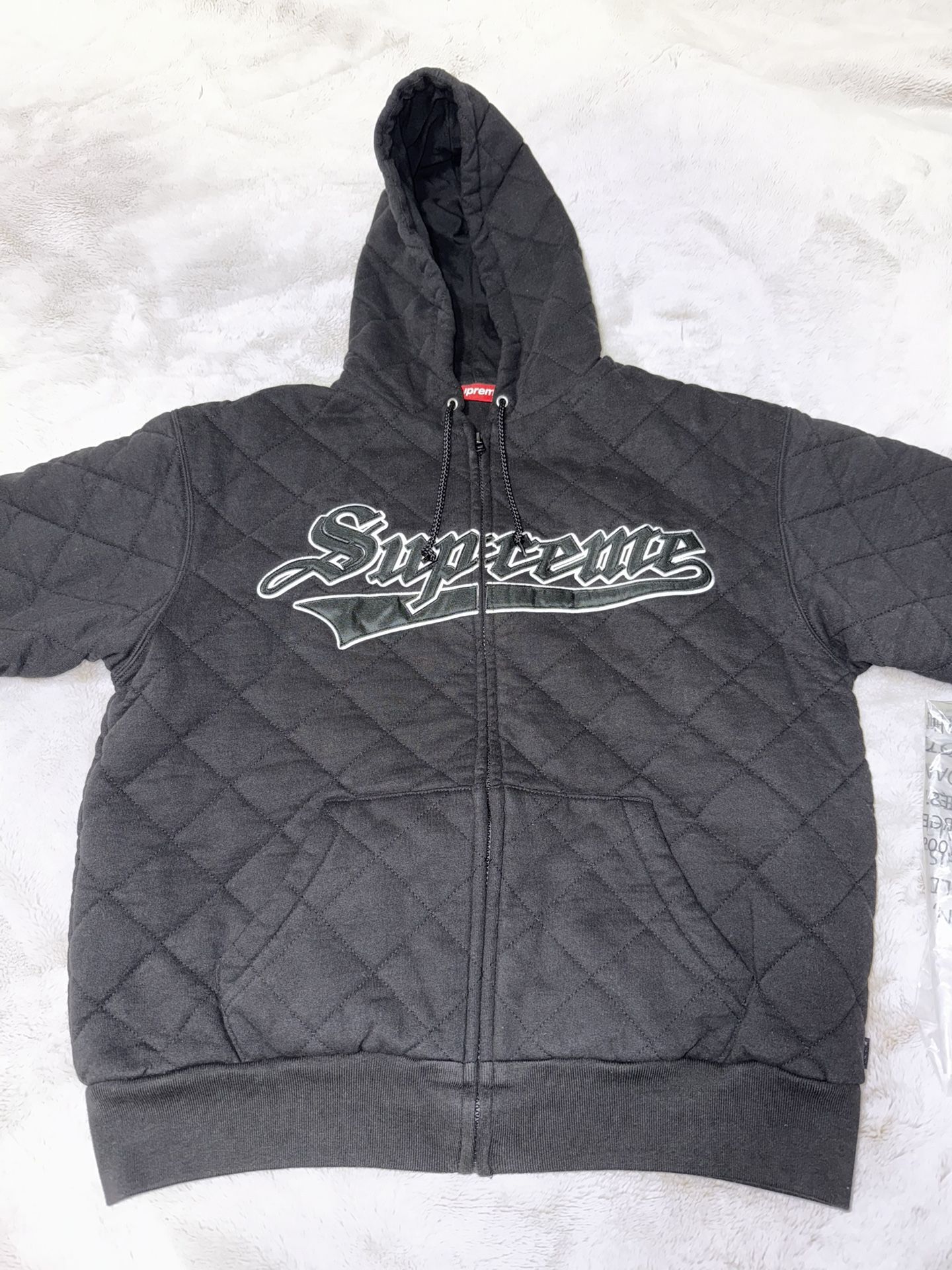 Supreme Quilted Zip Up Hooded Sweatshirt