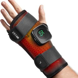 Cordless Wrist Heating Pad, Heated Wrist Brace, Rechargeable Heating Wrist Wrap with Detachable Controller for Left Hand