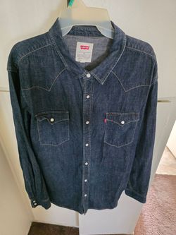 Vintage Levis  Levi Strauss Pearl Snap Red Tab Western Denim Shirt Size XL