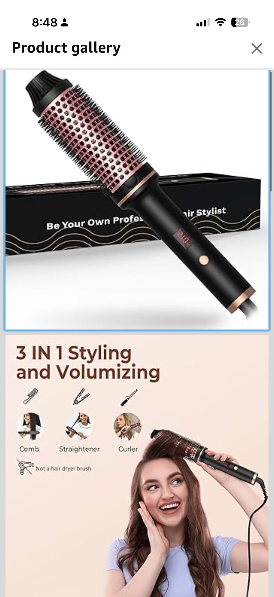 Thermal Brush-Blowout brushs,10 Temperatures LCD Display Upgrade to 400°F 1.5 in Heated Round-Brush Curling Iron Heated Ceramic Tourmaline Ionic Comb