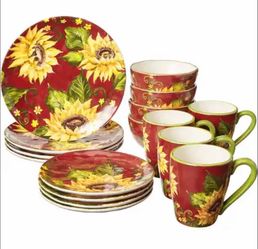 Certified Internation al Sunset Sunflower 32 piece Dinnerware Set