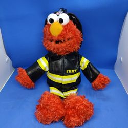 Vintage Sesame Street Fire Fighter Elmo 14" Plush New York FDNY 2009