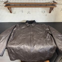 Wilsons Leather Men's Brown Bomber Jacket M Zip Snap Pockets Thinsulate Lined