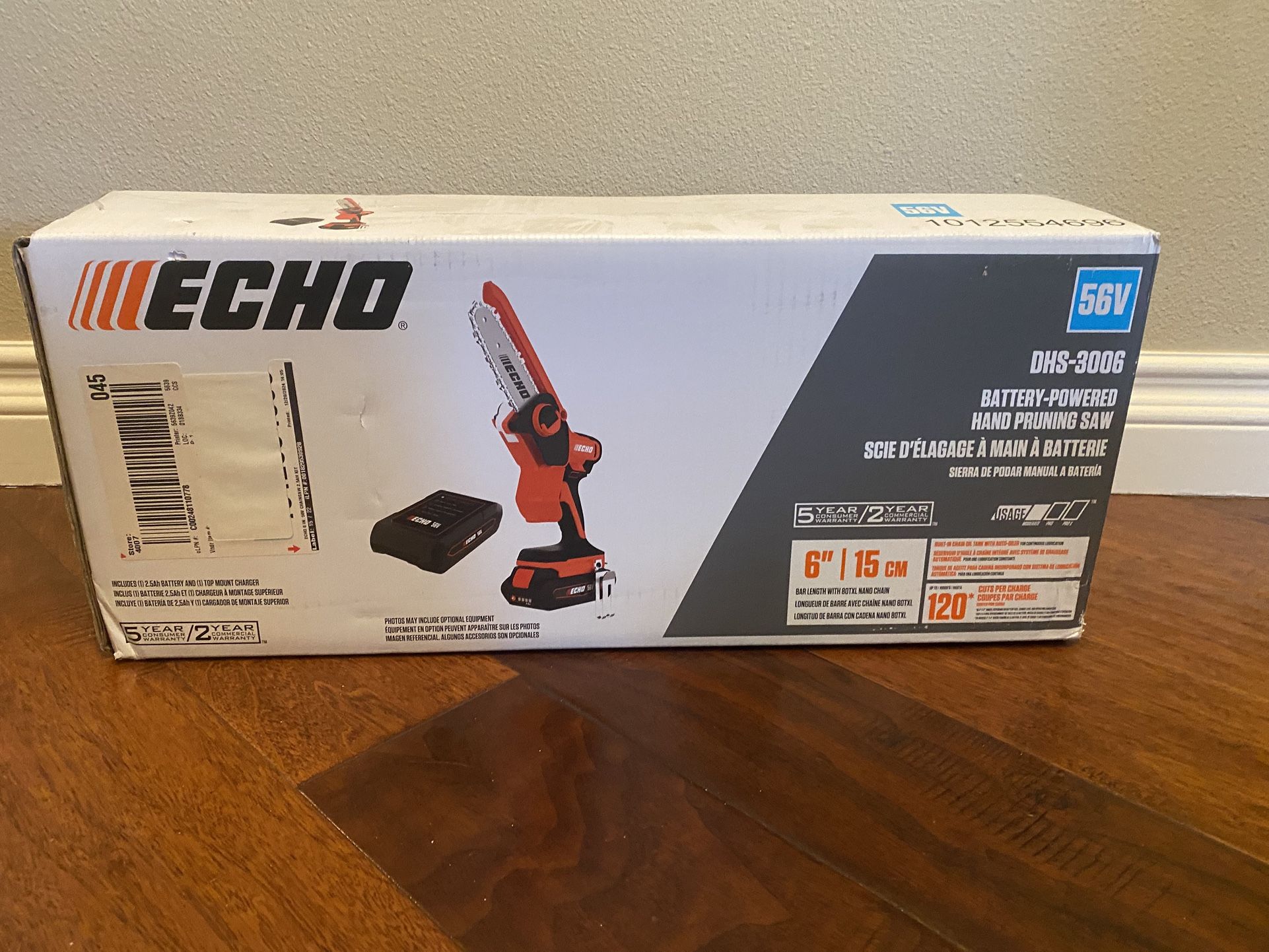 56V Cordless Brushless Mini Pruning Chainsaw w/ Battery & Charger