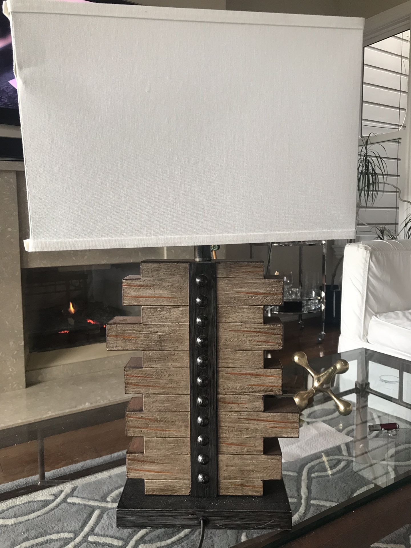 Pair of modern wood table lamps!