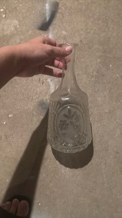 Clear Glass Decanter with Floral Etching