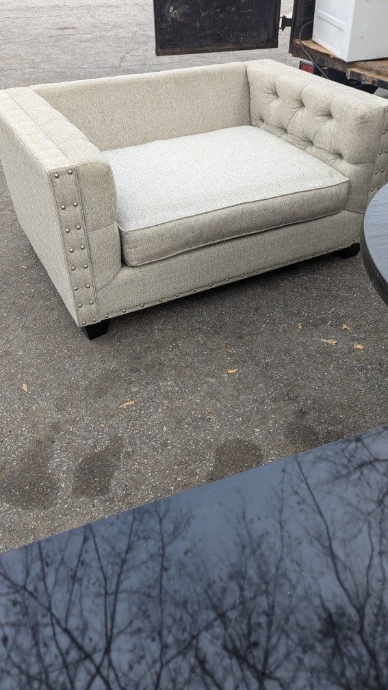 Oversized Light Gray Upholstered Modern Accent Chair