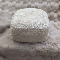 Woven Square Jute Pouf Ottoman