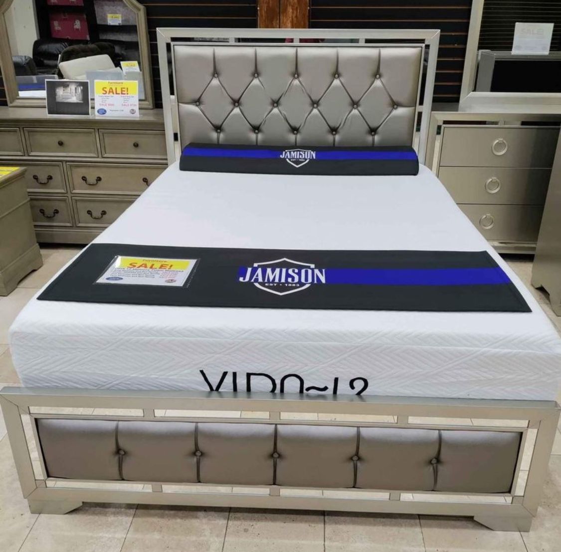 Beautiful Jasmine bedroom set now only $699. Easy finance option. Same-day delivery