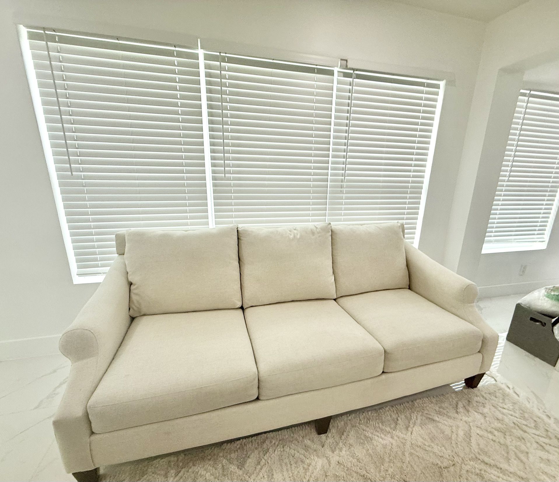 Wayfair Cream Linen Couch in Excellent