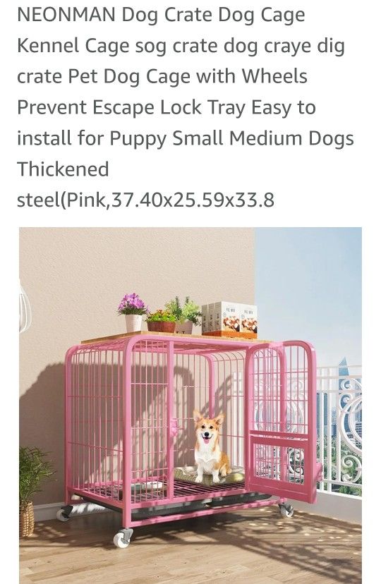 Pet Kennel On Wheels 37in