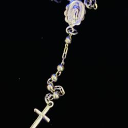 14k White Gold Rosary 