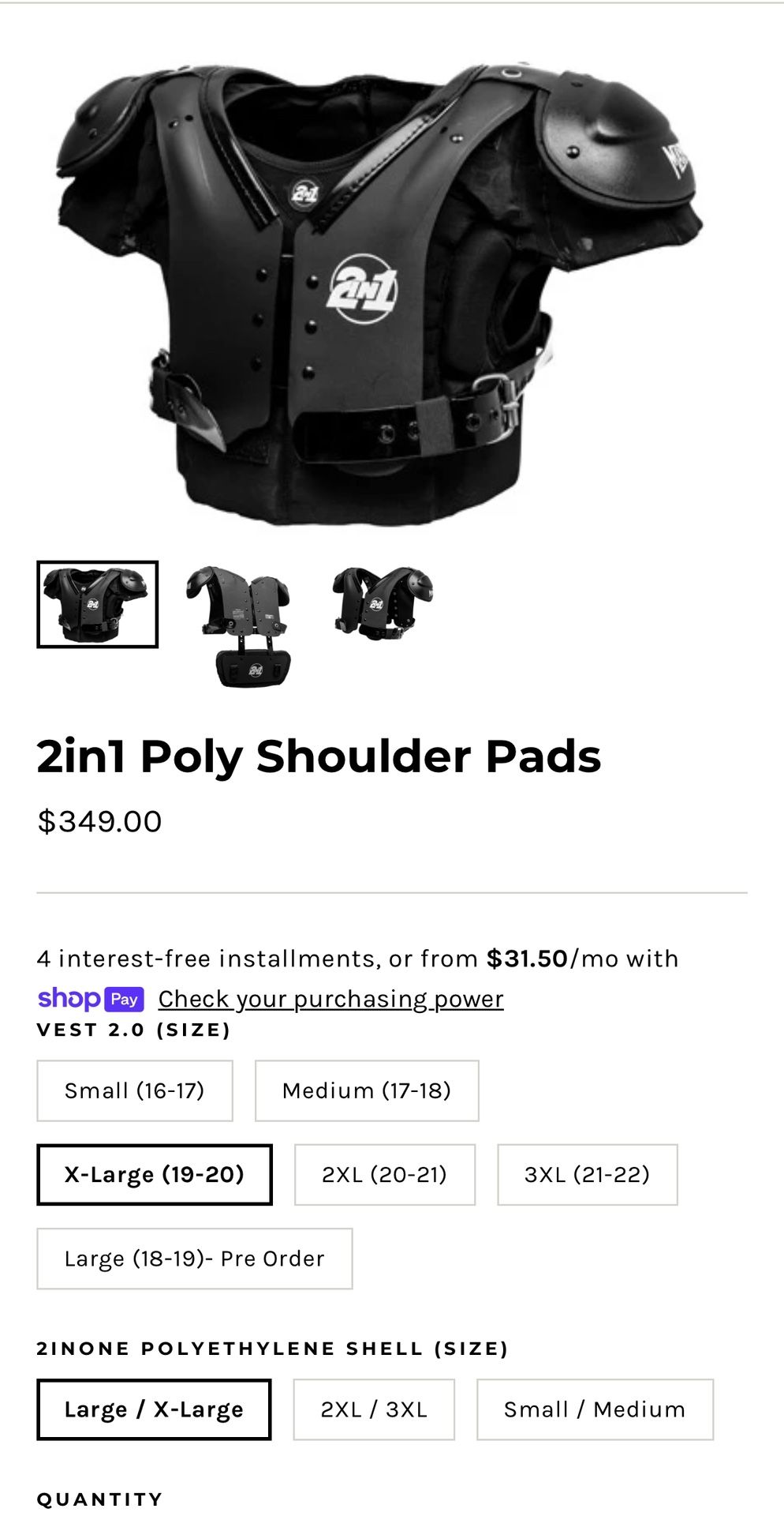2 In 1 Shoulder Pads Football