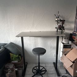 IKEA Rising Desk & Stool Chair +accessories 