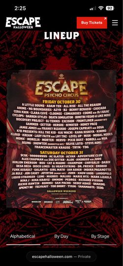 Escape Saturday- GA Ticket $160