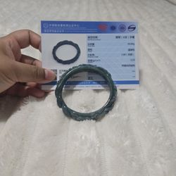Beautiful Carved Burma Jade  Bangle 
