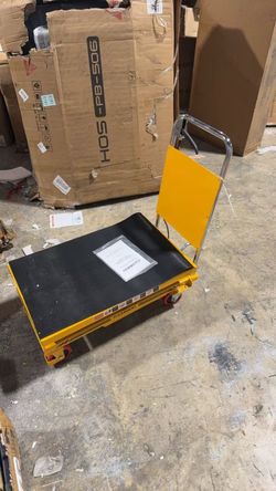 CAMMOO Hydraulic Lift Table Cart, 330 lb Foldable Scissor Lift, Yellow