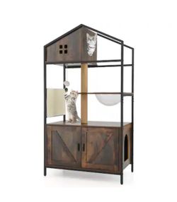 Litter box furniture and cat tree