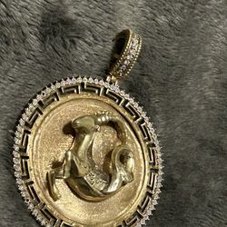 Brand new 10k gold .75ct diamond custom Goat pendant 2.70inch 22.6g all real no trades 