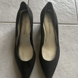 Stuart Weitzman Black Swarovski Crystals Embellish Glam 2" Globe-heel (New)