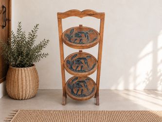 Harvest House • Hand-Carved Three-Tier Wooden Stand
