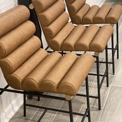 Cognac leather bar stools