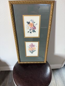 Botanical prints with gold ornate frame