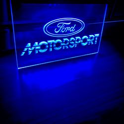 FORD MOTORSPORT LED NEON BLUE LIGHT SIGN 8x12