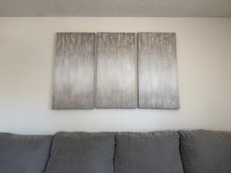 3-Piece Abstract Silver and Grey Canvas Wall Art Set