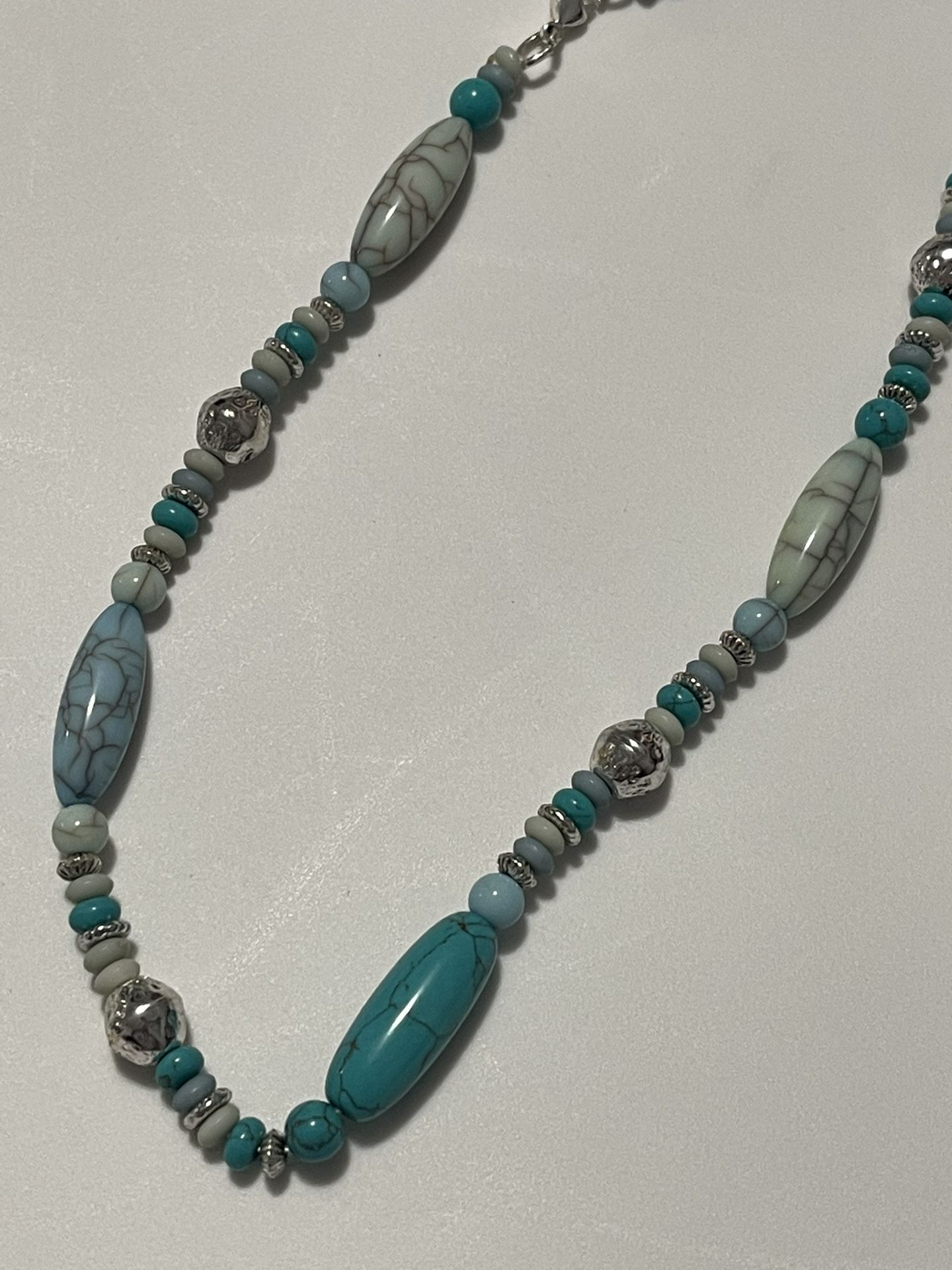 Chaps 36” Necklace Turquoise Silver