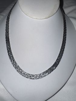 Vintage Stunning Eisenberg Patterned Flat Chain Necklace w/Tag, 18" 
