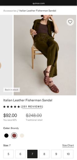 Quince Italian leather fisherman sandals / brandy colour size 8 us