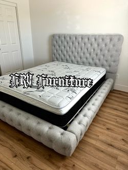 New queen bed frame with mattress