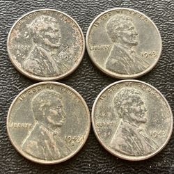 4 For $10 Steel Pennies WW2 Wartime 1943 Wheat Penny Steelie Coins US Cents 