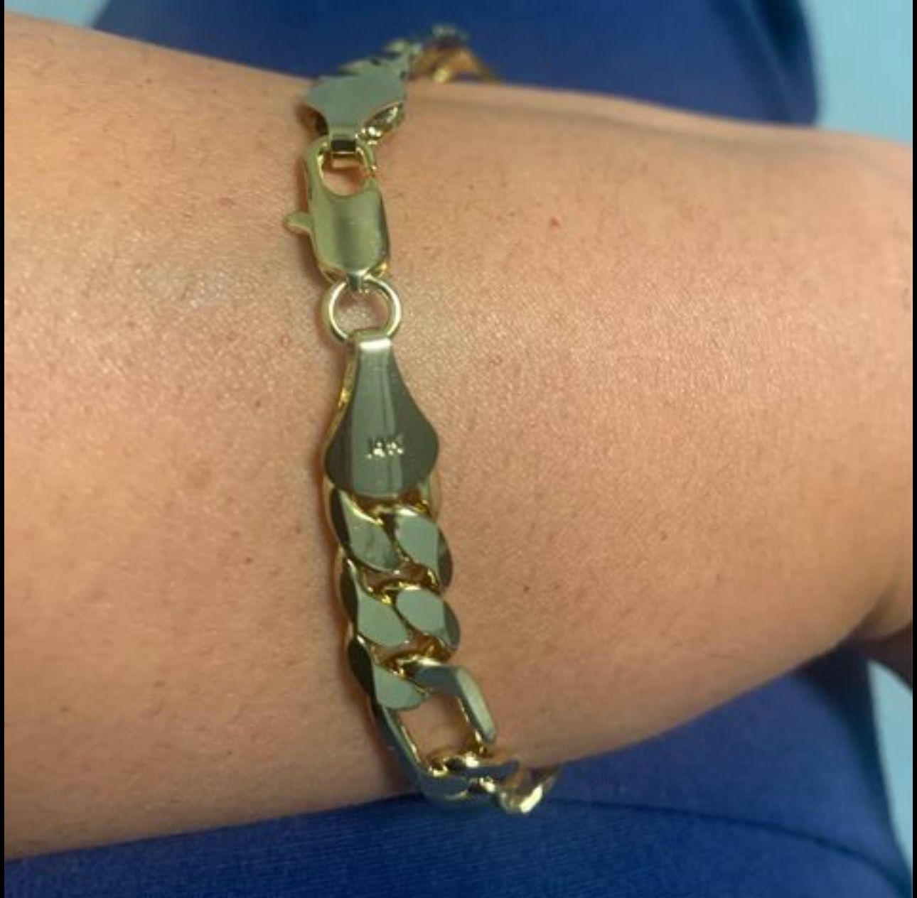 8mm Italian Figaro link Chain Bracelet 9" inches