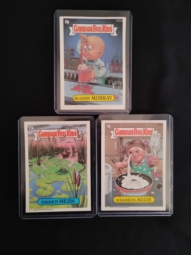 3 Old 1988 Garbage Pail Kids Stickers Cards #501b, #522a, #536a