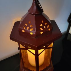 Red Metal & Glass Lantern