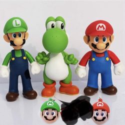 Isaneihas Paquete de 3 figuras de Mario - Mario & Luigi, figuras de acción de Yoshi (5 pulgadas) 