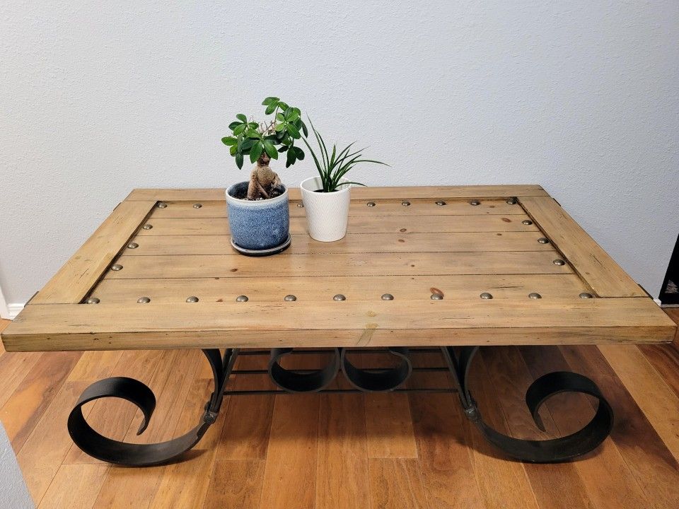 Rustic Wood & Metal Coffee Table